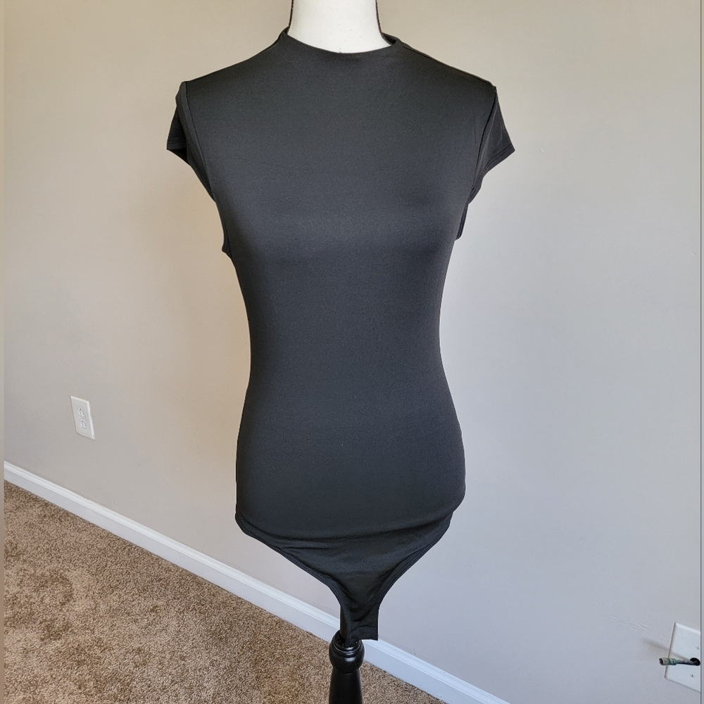Lulu's Black Bodysuit with Fitted Style and Mock Turtleneck